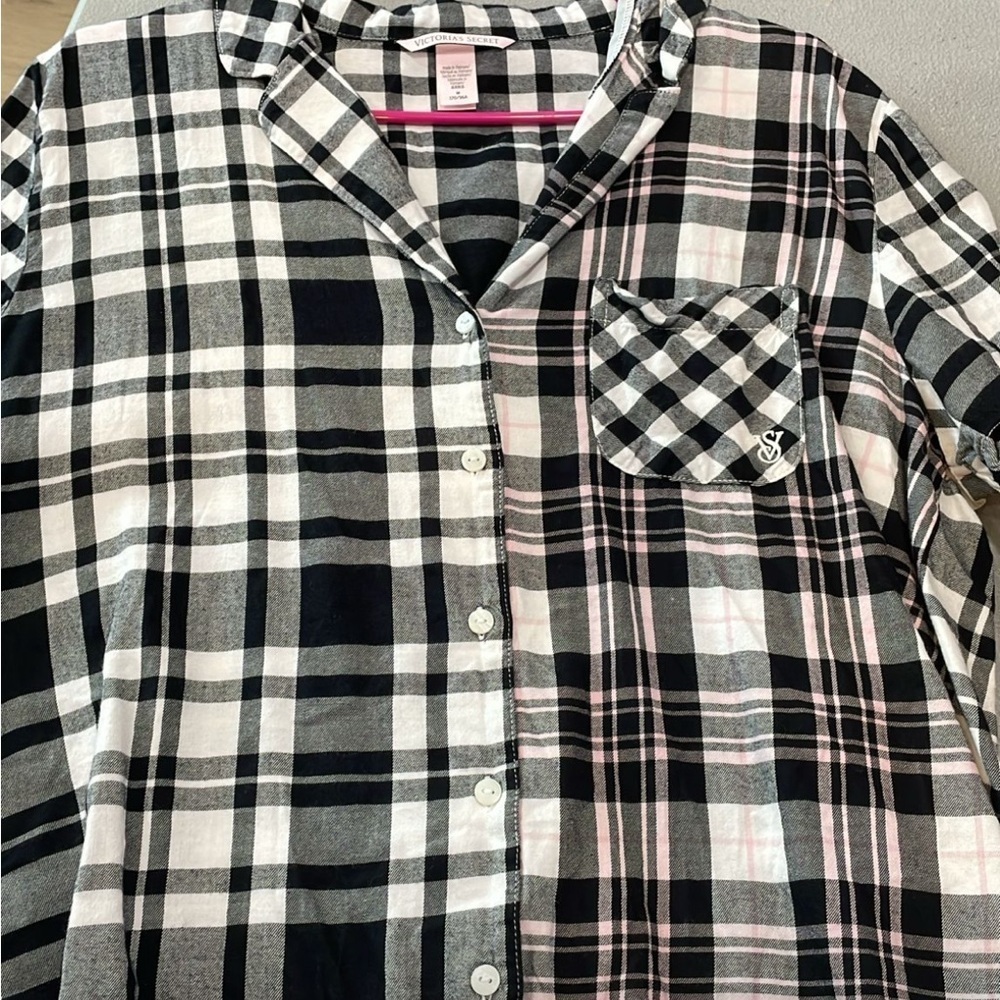 Black and White Plaid Button-Up Shirt